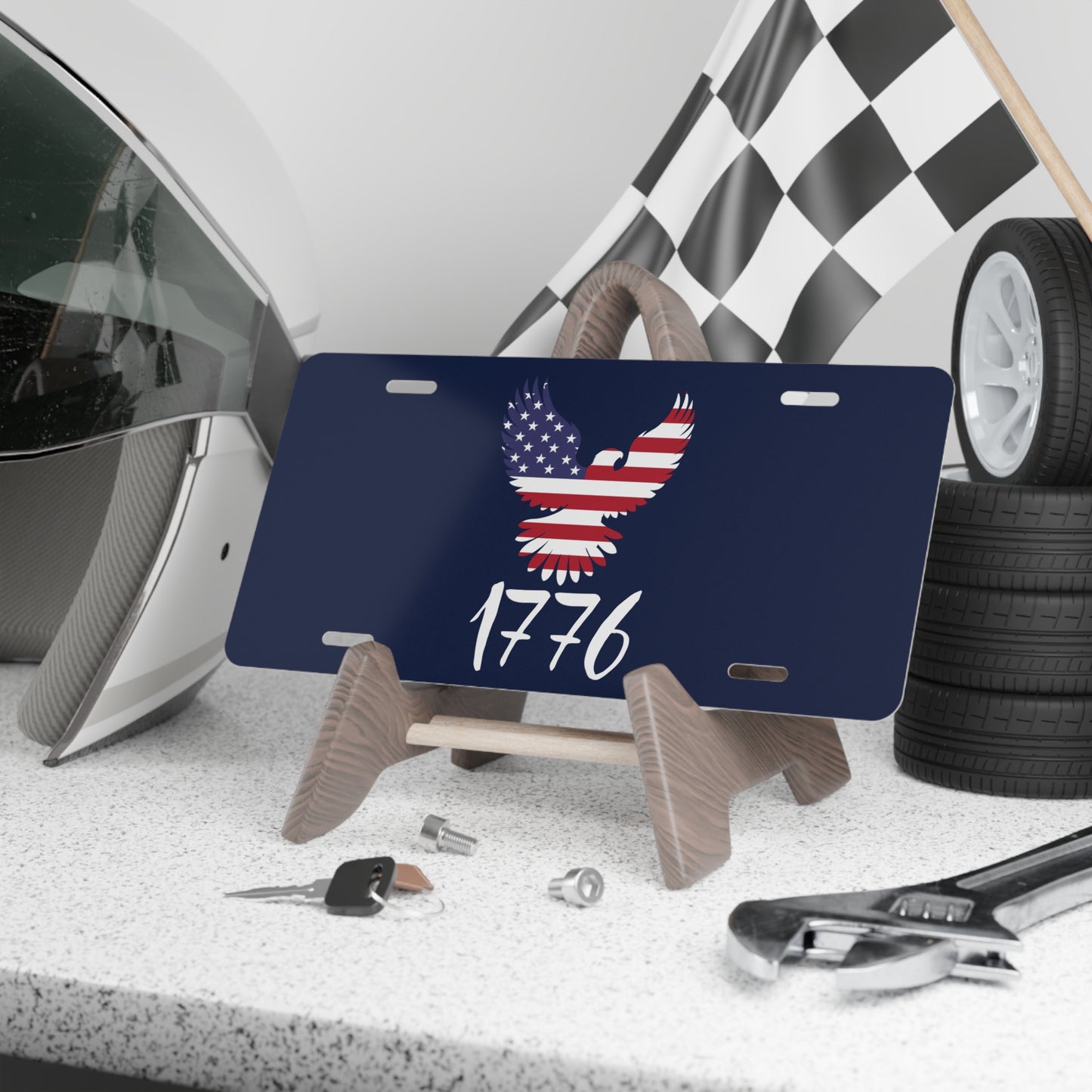 1776 Heritage Custom License Plate | USA Bald Eagle Graphic