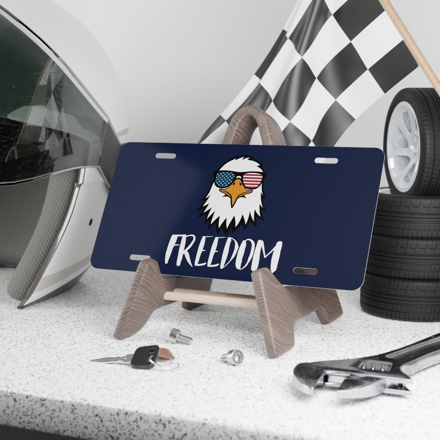 Freedom Eagle Aviator Custom License Plate | USA Bald Eagle Graphic