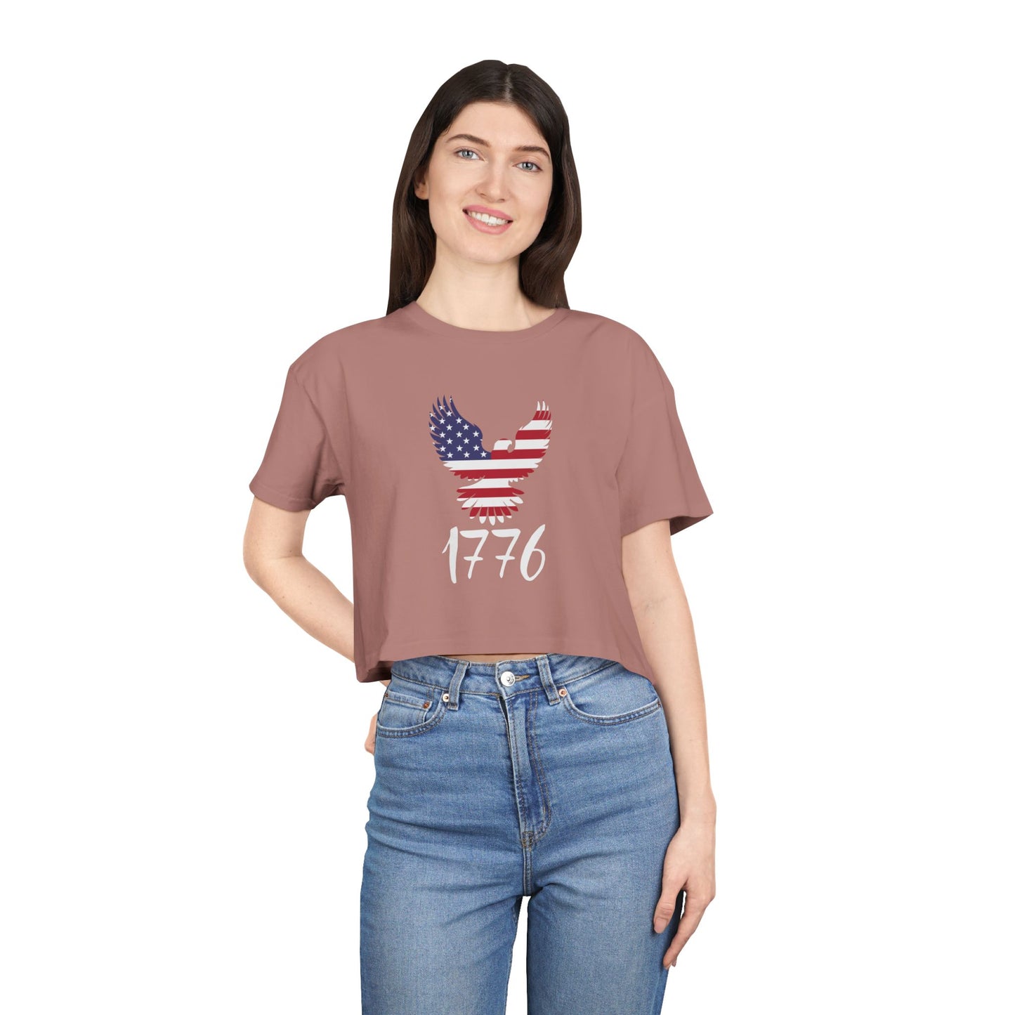 1776 Heritage Women's Premium Crop Top | USA Bald Eagle Graphic
