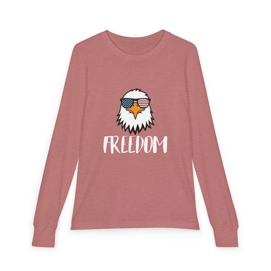 Premium Youth Long Sleeve Tee - Freedom Eagle Aviator | Patriotic Graphic