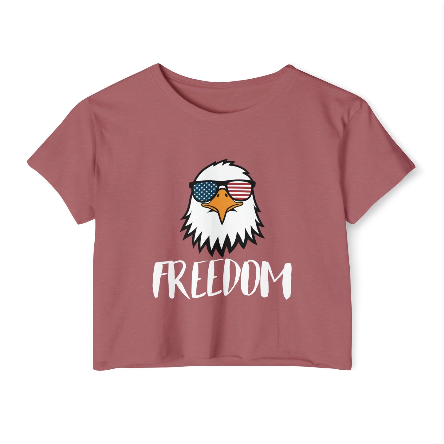 Freedom Eagle Aviator Women's Festival Crop Top | USA Bald Eagle Graphic
