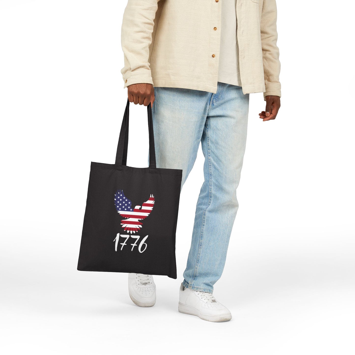 1776 Heritage Canvas Tote Bag | USA Bald Eagle Graphic