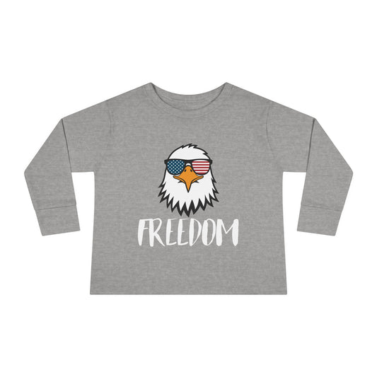 Toddler Long Sleeve Tee — 'Freedom' Eagle with Sunglasses | Patriotic 4th of July Kids Shirt
