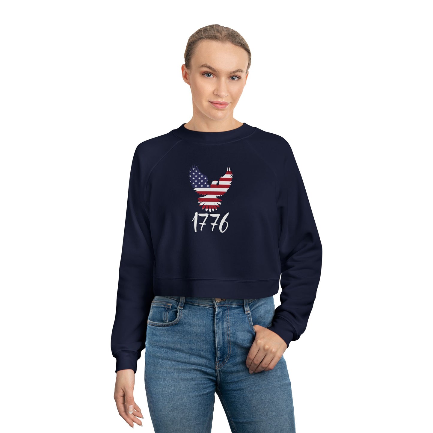 1776 Heritage Women's Cropped Sweatshirt | USA Bald Eagle Graphic