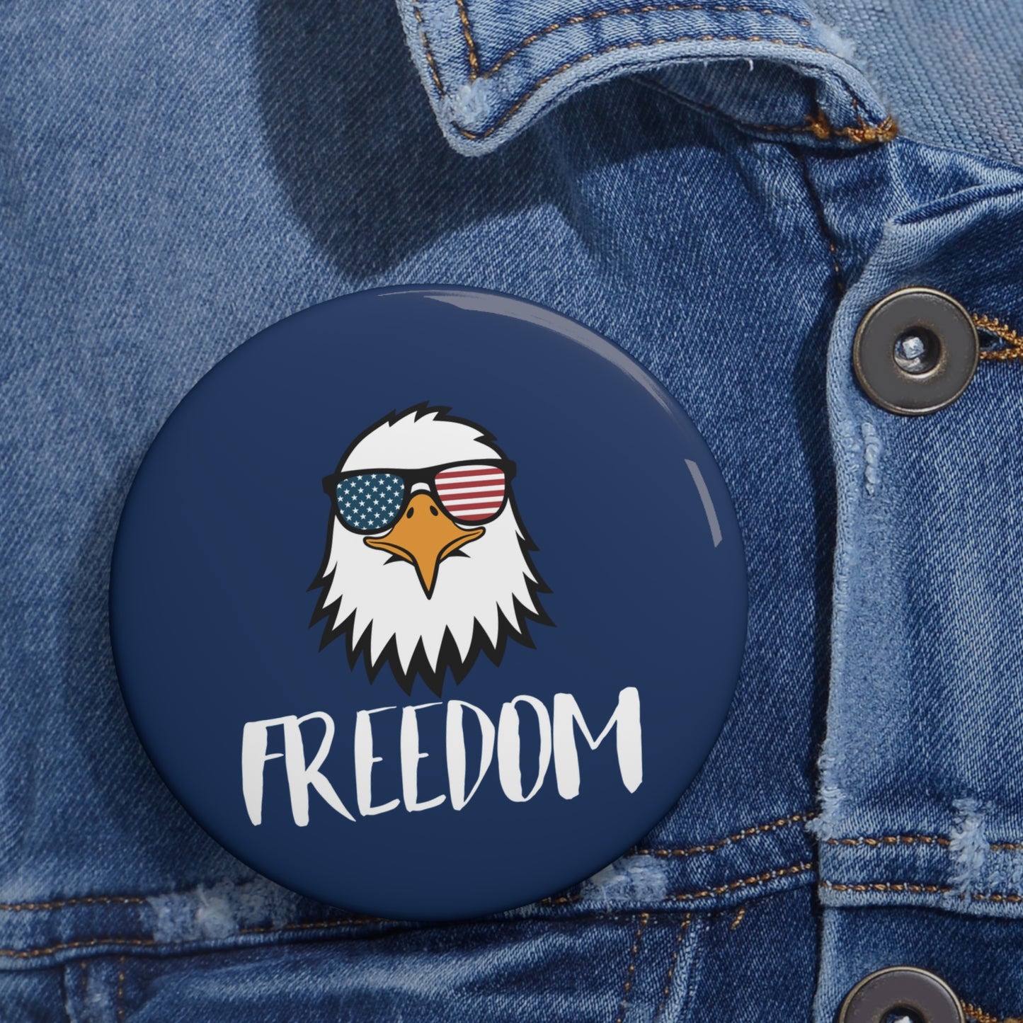 Freedom Eagle Aviator Pin Button | USA Bald Eagle Graphic