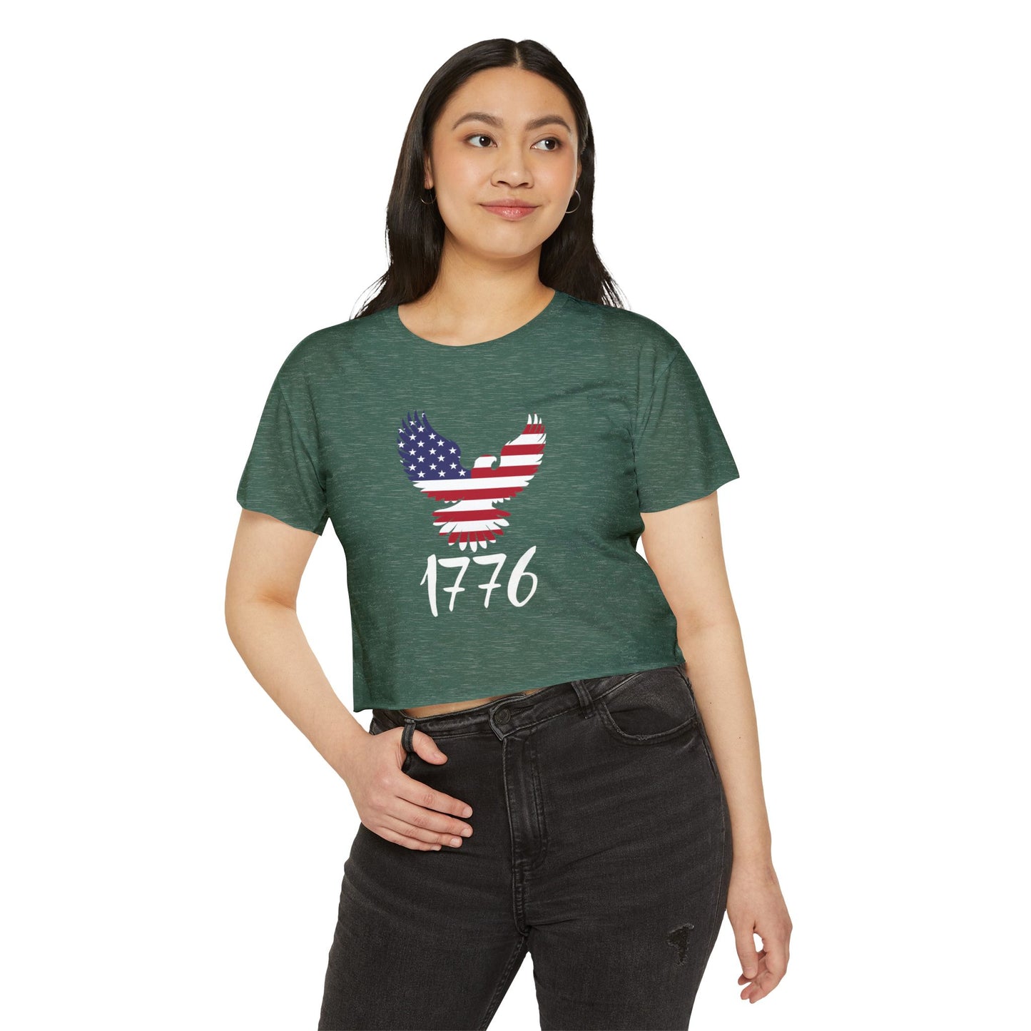 1776 Heritage Women's Festival Crop Top | USA Bald Eagle Graphic