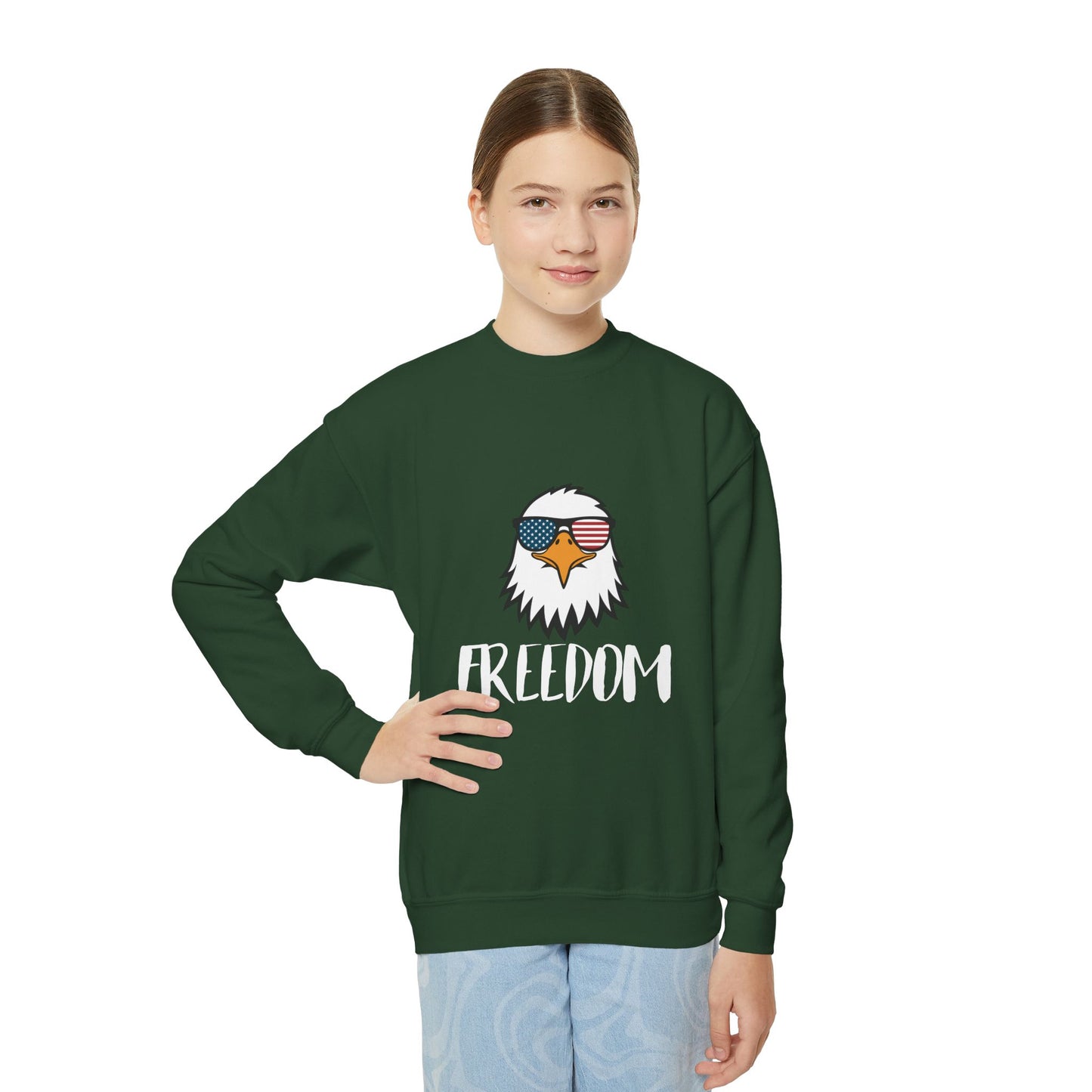 Freedom Eagle Aviator Youth Sweatshirt | USA Bald Eagle Graphic