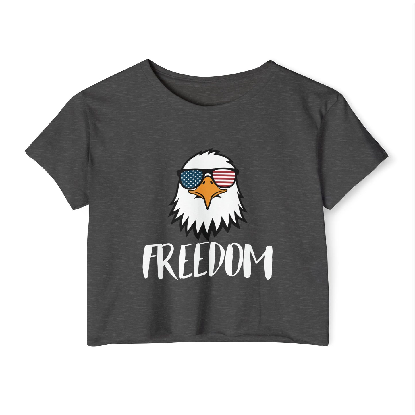 Freedom Eagle Aviator Women's Festival Crop Top | USA Bald Eagle Graphic