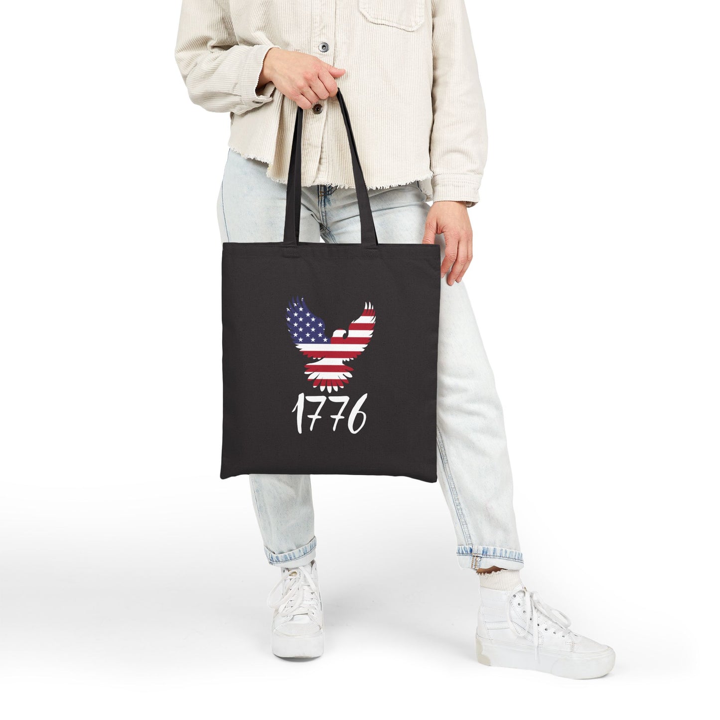 1776 Heritage Canvas Tote Bag | USA Bald Eagle Graphic