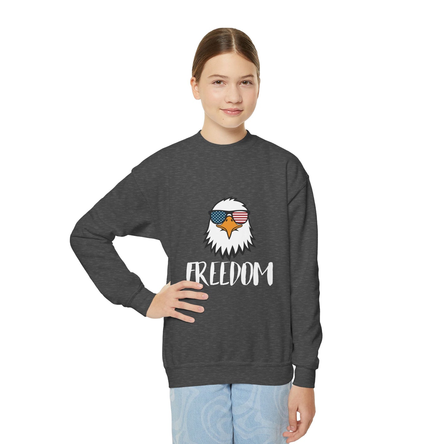 Freedom Eagle Aviator Youth Sweatshirt | USA Bald Eagle Graphic
