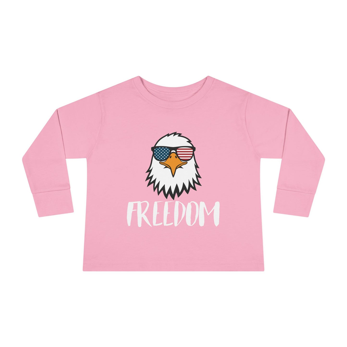 Toddler Long Sleeve Tee — 'Freedom' Eagle with Sunglasses | Patriotic 4th of July Kids Shirt