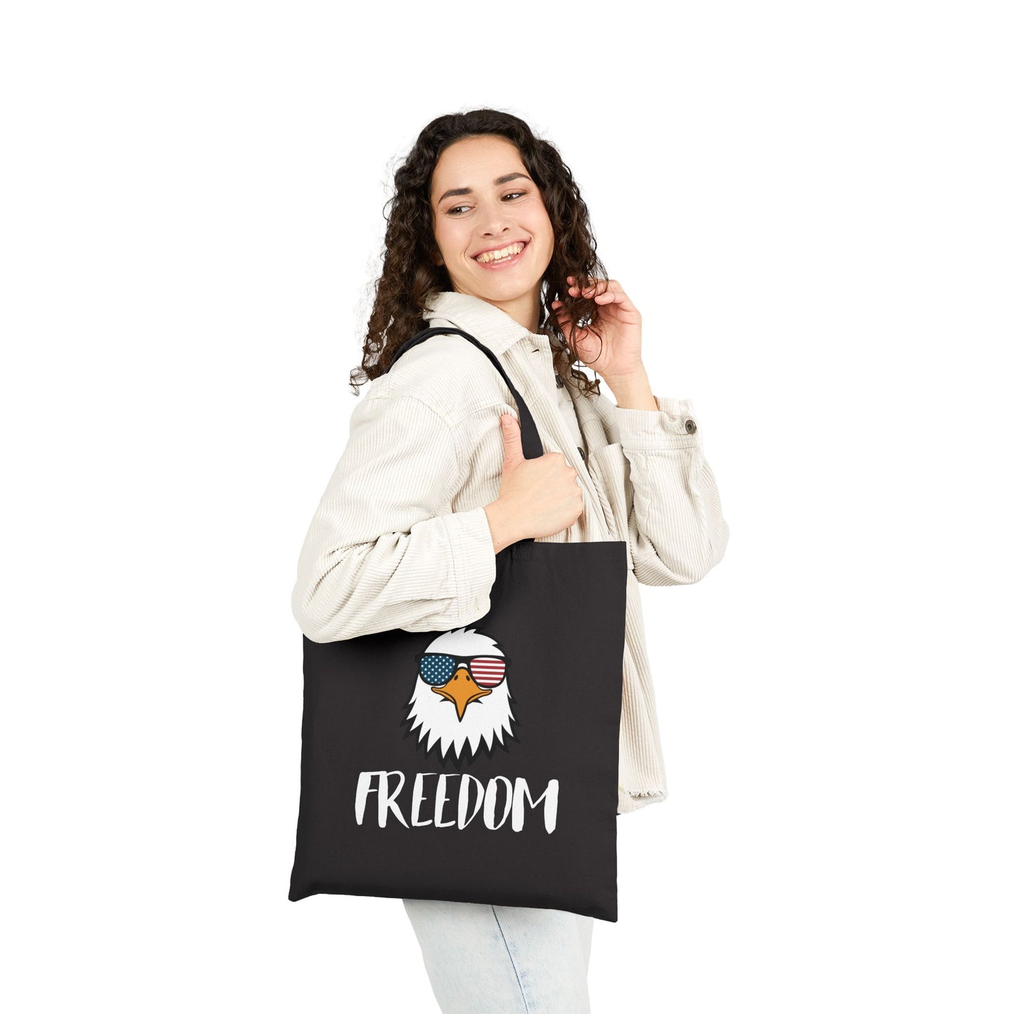 Freedom Eagle Aviator Canvas Tote Bag | USA Bald Eagle Graphic