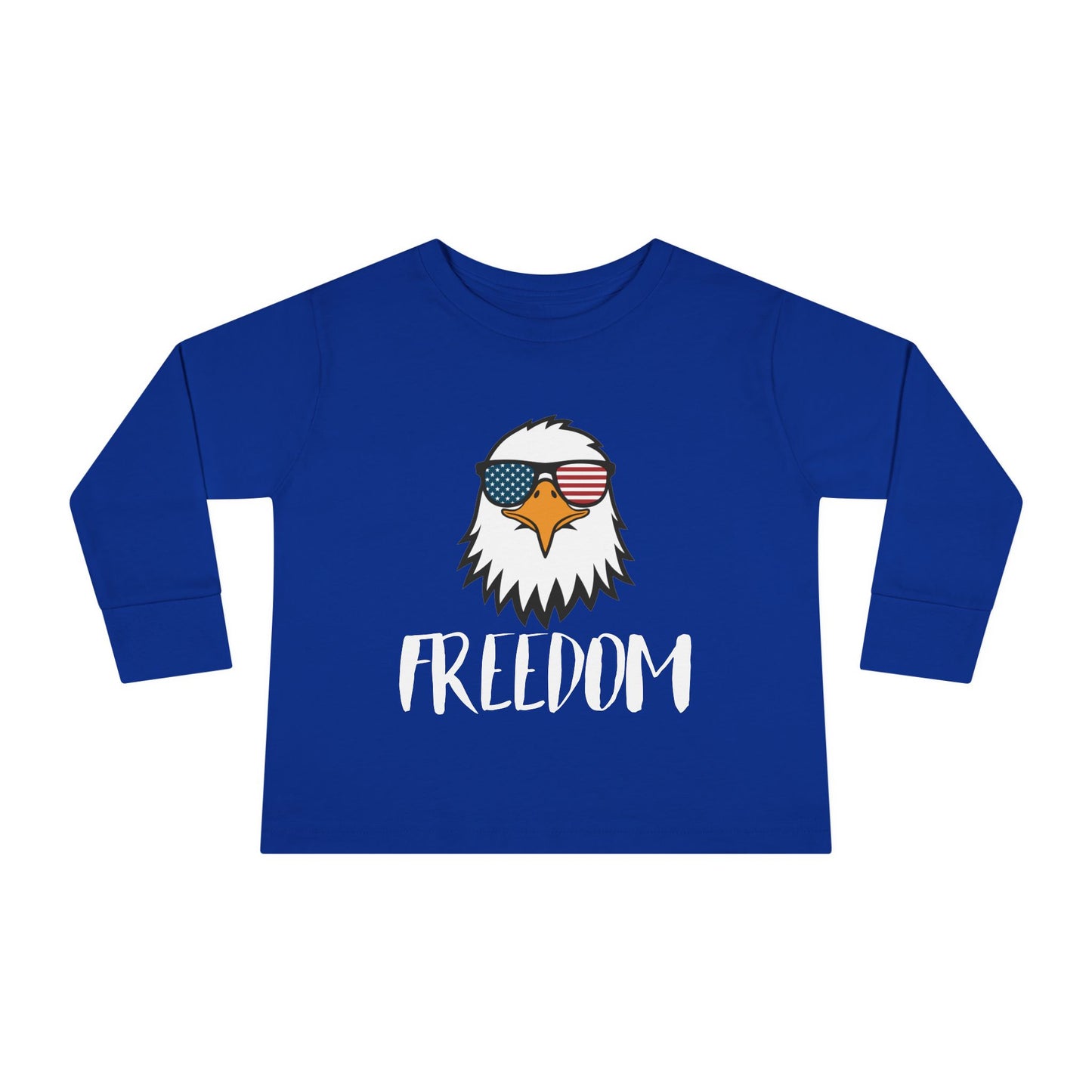 Toddler Long Sleeve Tee — 'Freedom' Eagle with Sunglasses | Patriotic 4th of July Kids Shirt