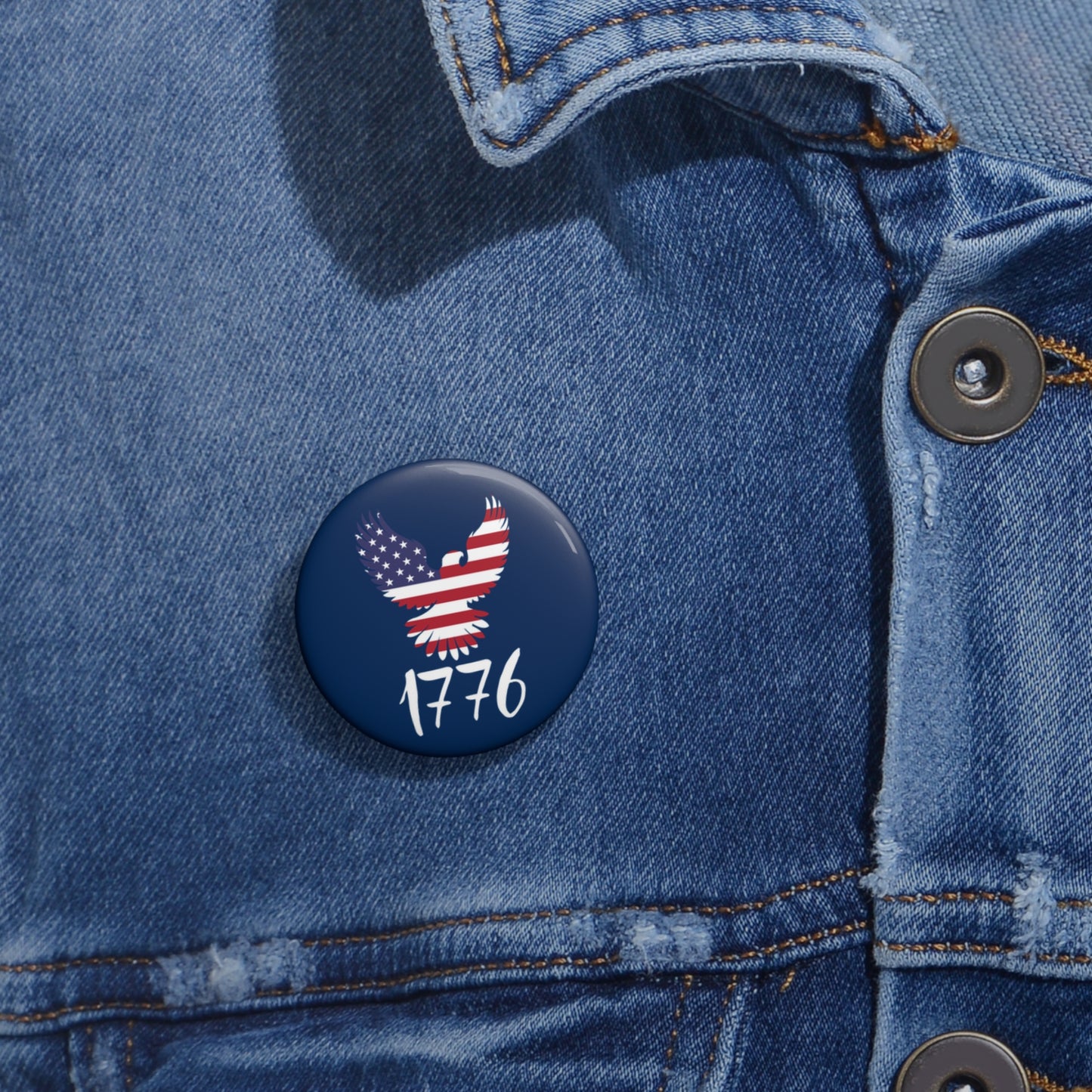1776 Heritage Pin Button | USA Bald Eagle Graphic