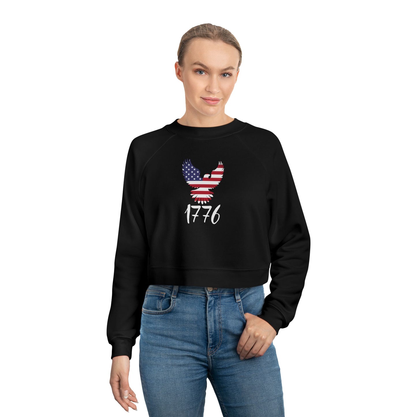 1776 Heritage Women's Cropped Sweatshirt | USA Bald Eagle Graphic