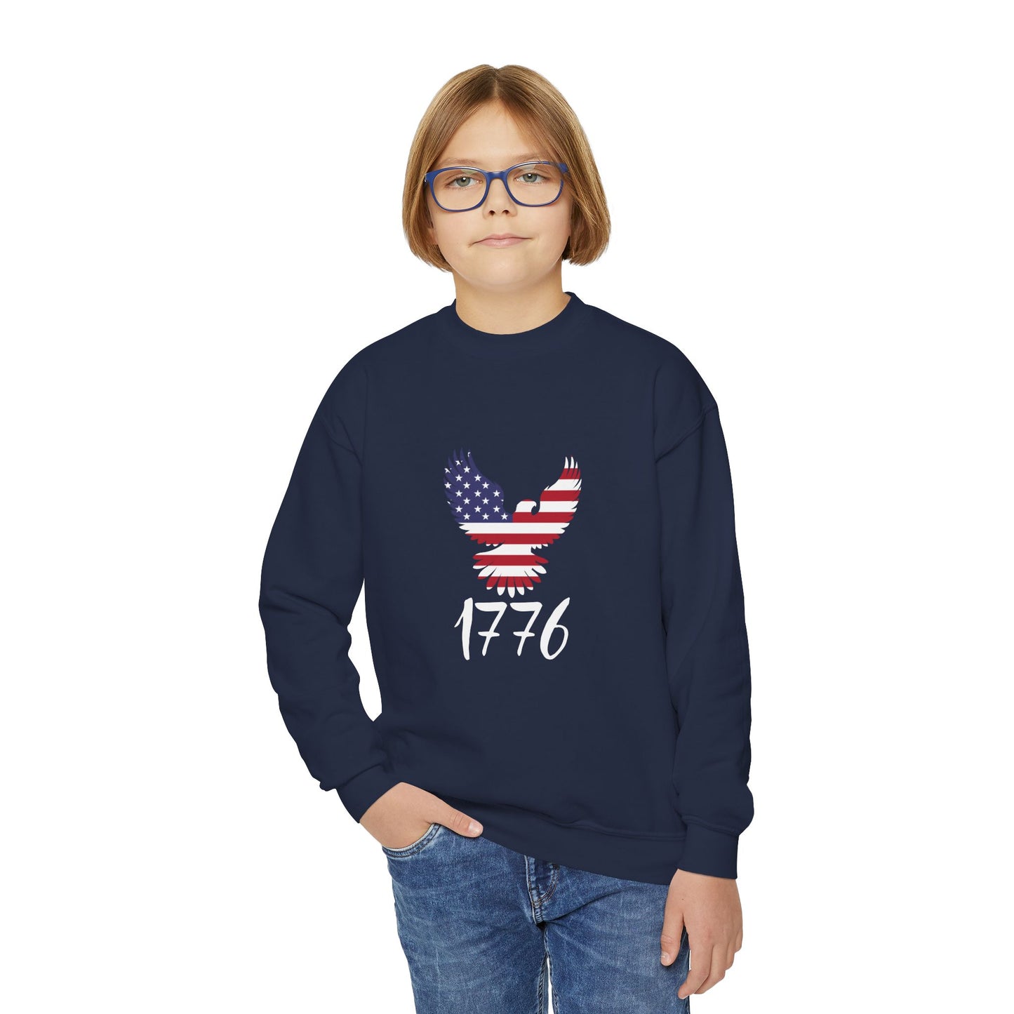 1776 Heritage Youth Sweatshirt | USA Bald Eagle Graphic