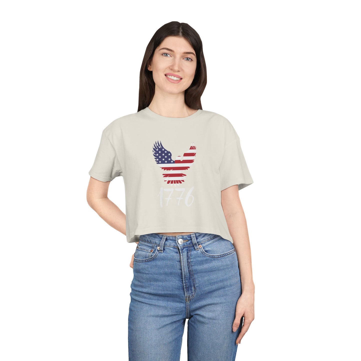 1776 Heritage Women's Premium Crop Top | USA Bald Eagle Graphic