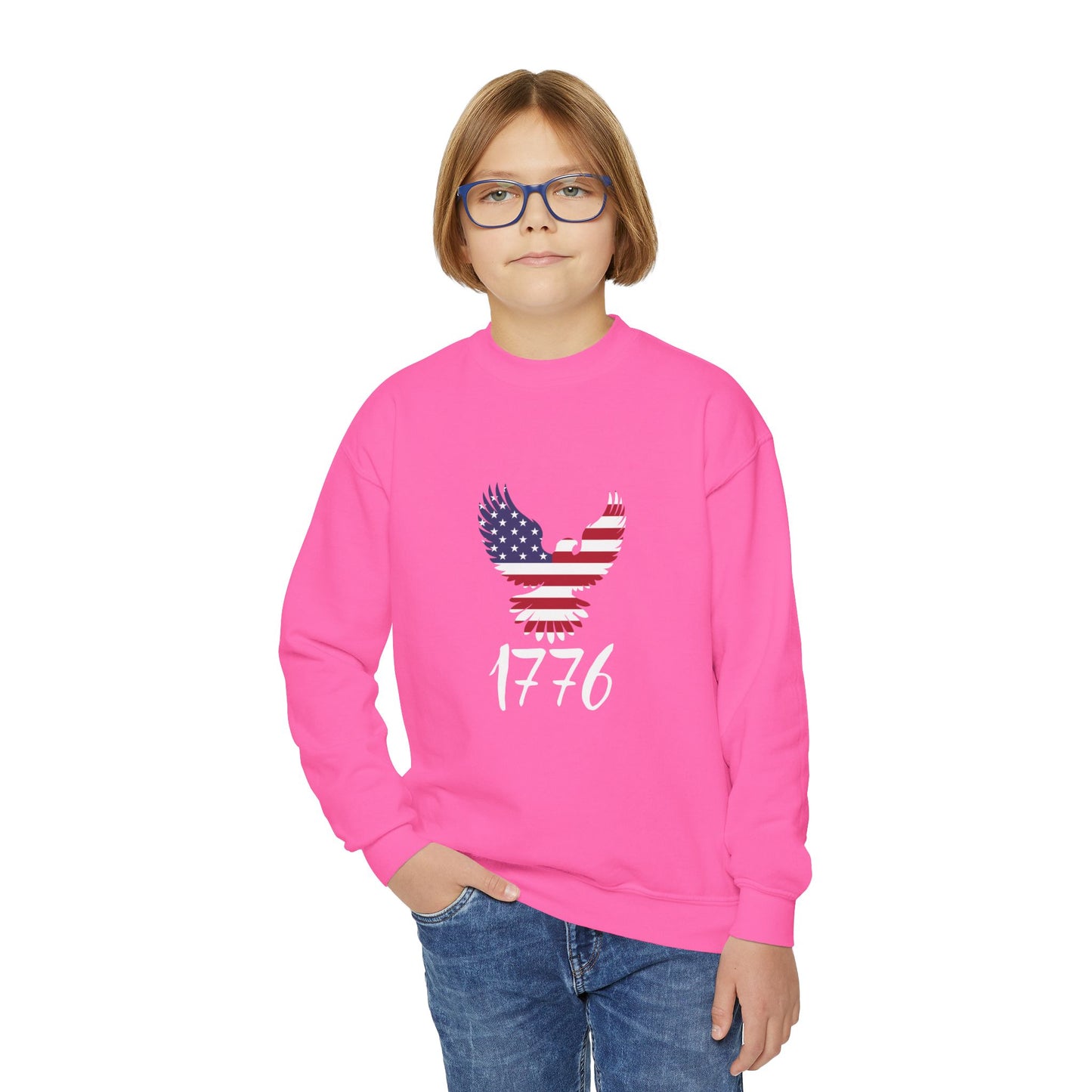 1776 Heritage Youth Sweatshirt | USA Bald Eagle Graphic