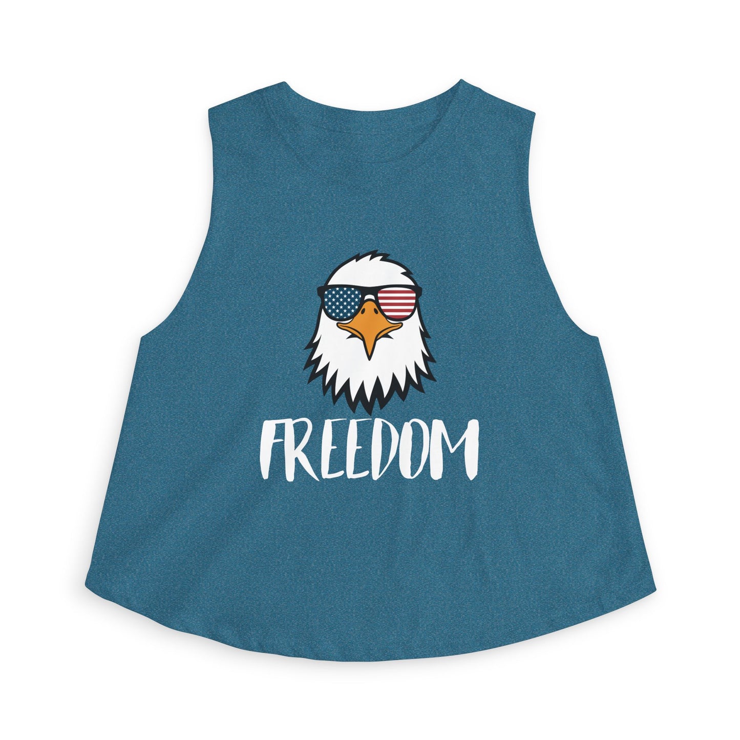 Freedom Eagle Aviator Women's Racerback Cropped Tank | USA Bald Eagle Graphic