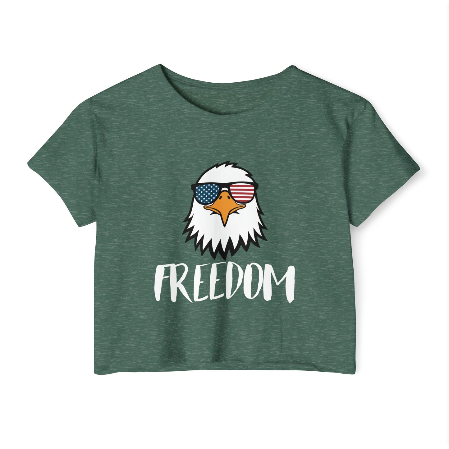 Freedom Eagle Aviator Women's Festival Crop Top | USA Bald Eagle Graphic