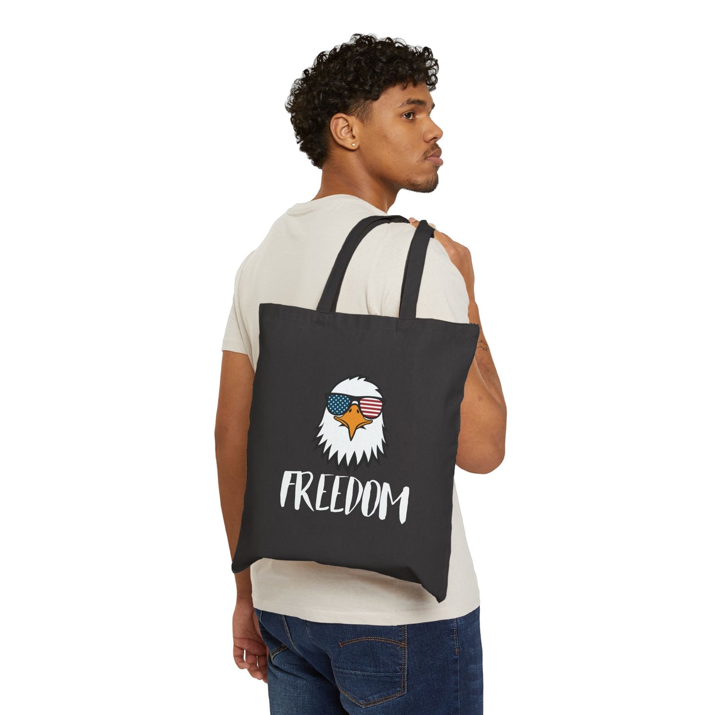Freedom Eagle Aviator Canvas Tote Bag | USA Bald Eagle Graphic