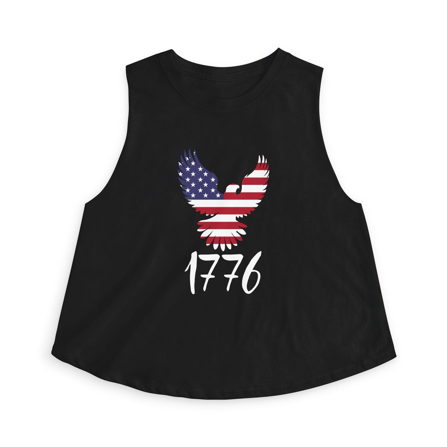1776 Heritage Women's Racerback Cropped Tank | USA Bald Eagle Graphic