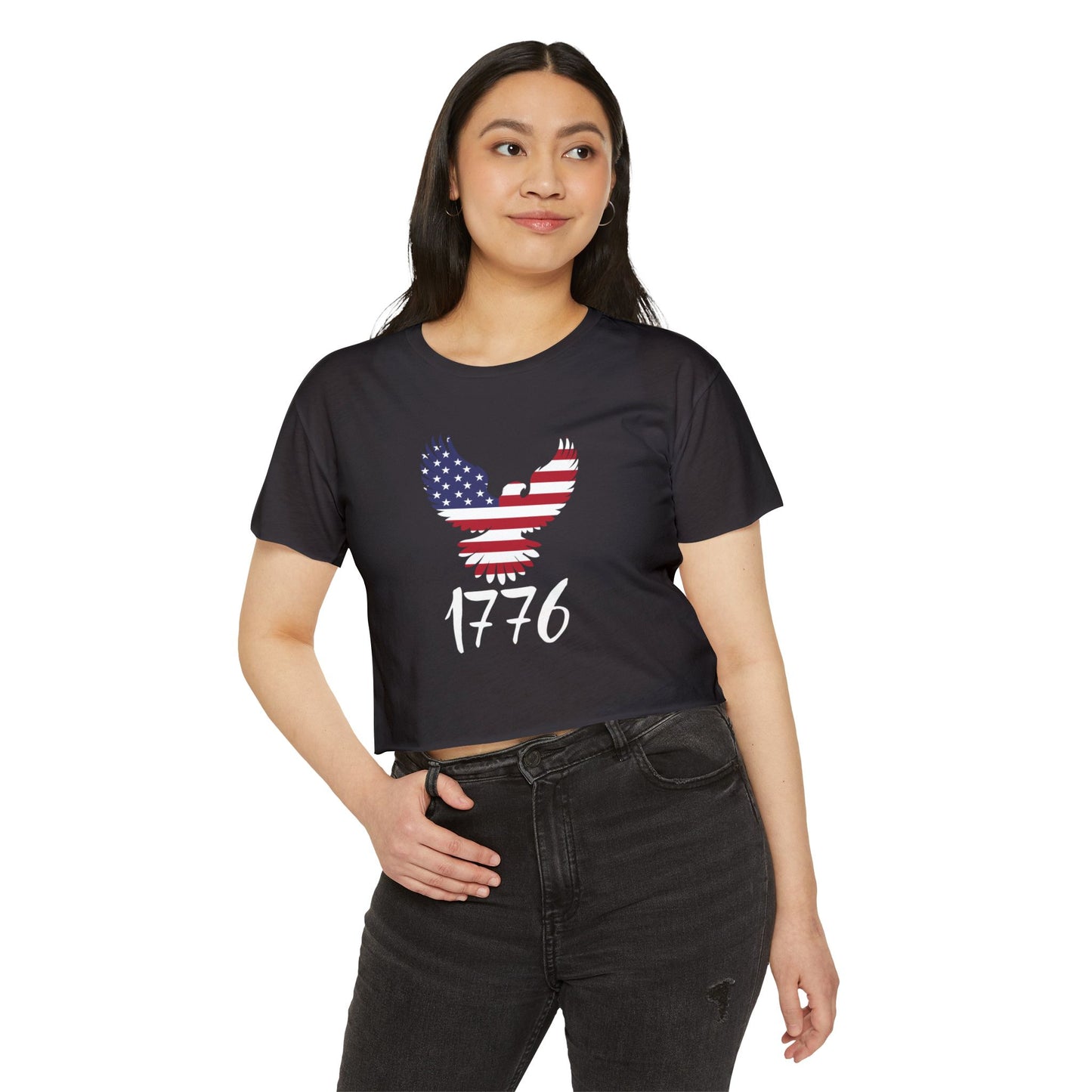 1776 Heritage Women's Festival Crop Top | USA Bald Eagle Graphic