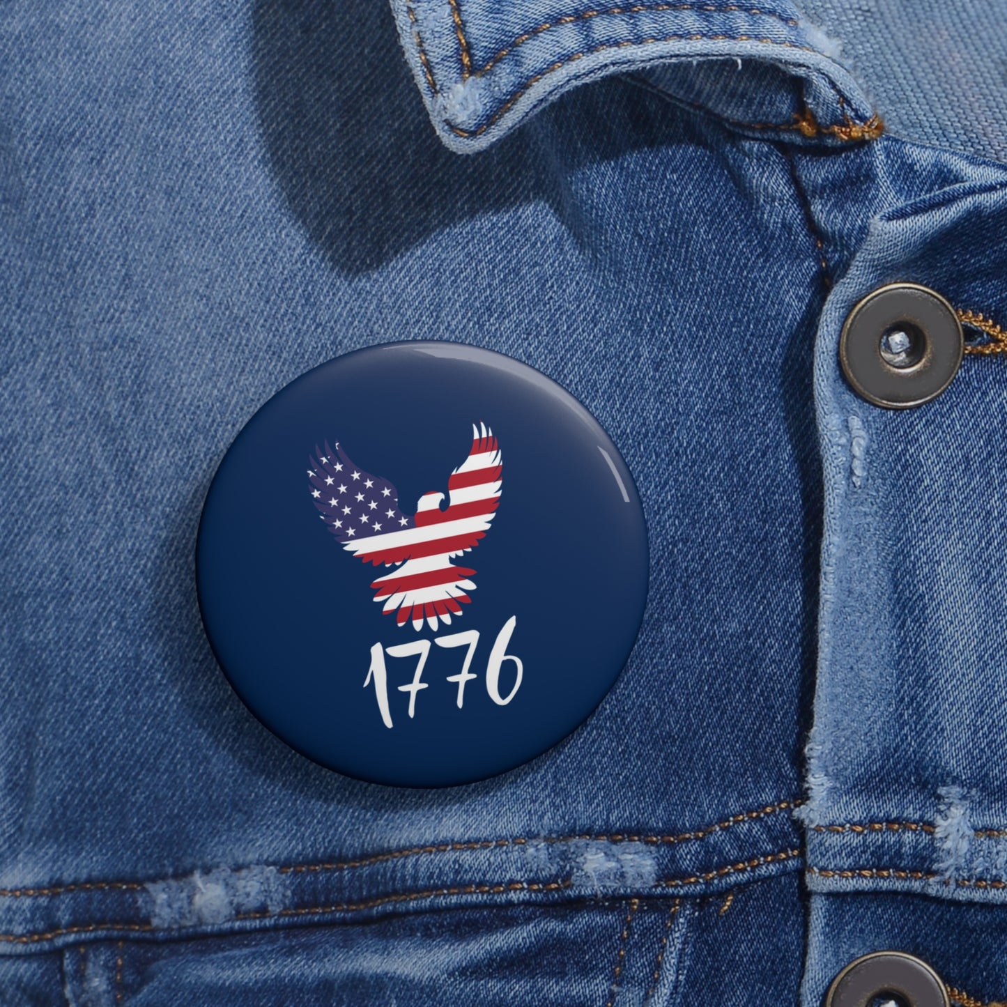 1776 Heritage Pin Button | USA Bald Eagle Graphic