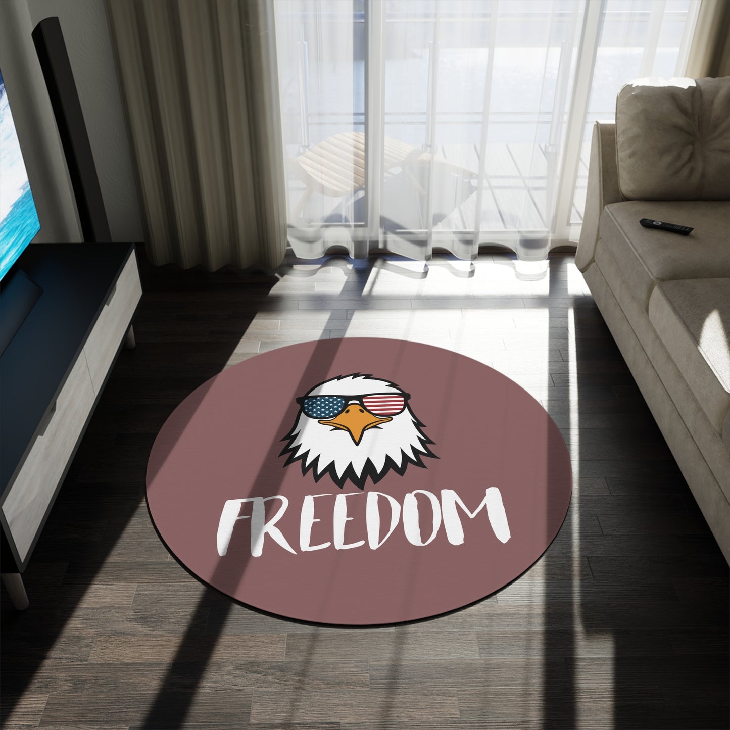 Premium Round Rug - Freedom Eagle Aviator | Patriotic Home Decor