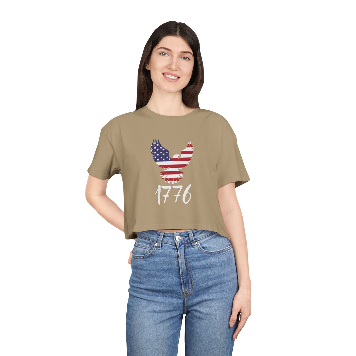 1776 Heritage Women's Premium Crop Top | USA Bald Eagle Graphic