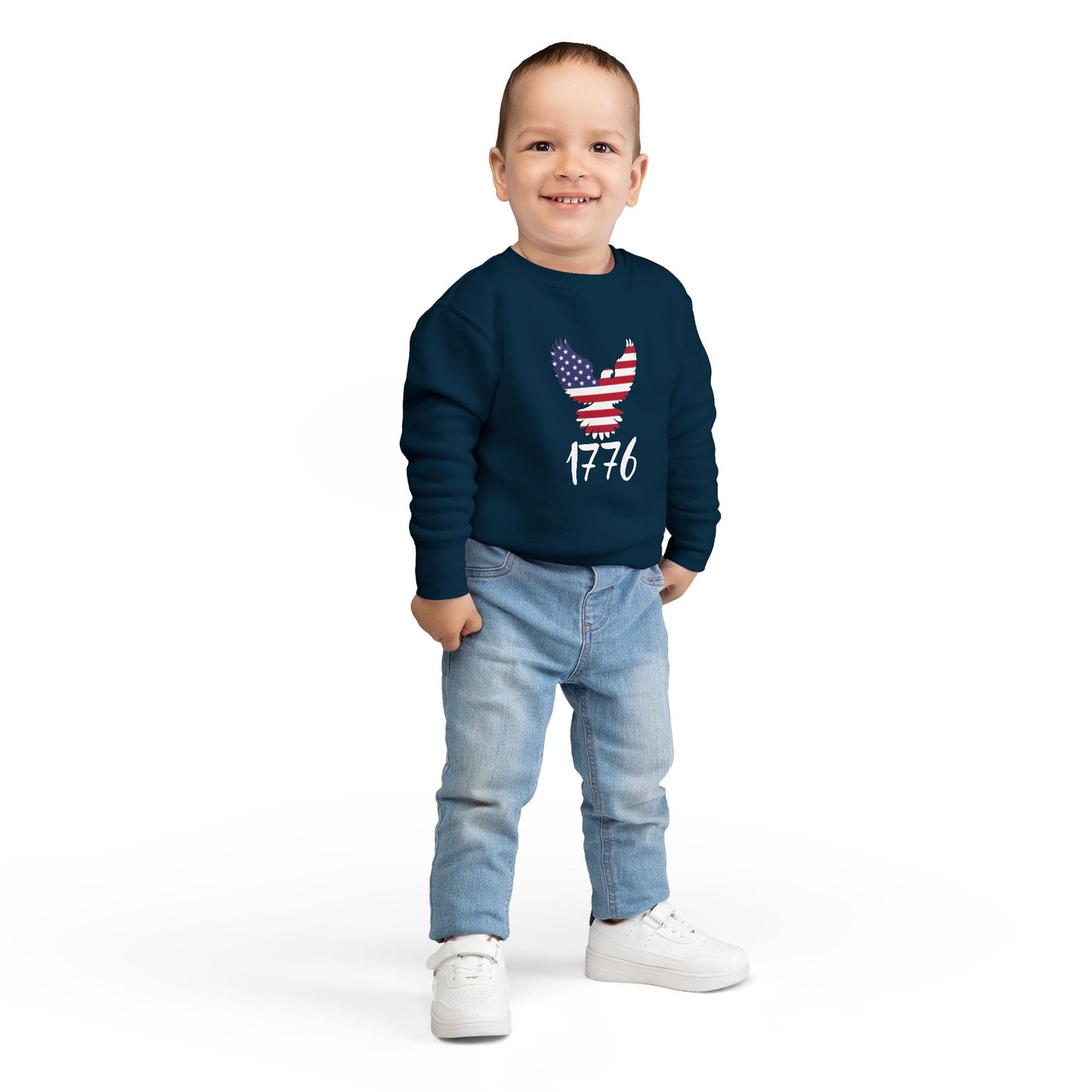 1776 Heritage Toddler Sweatshirt | USA Bald Eagle Graphic