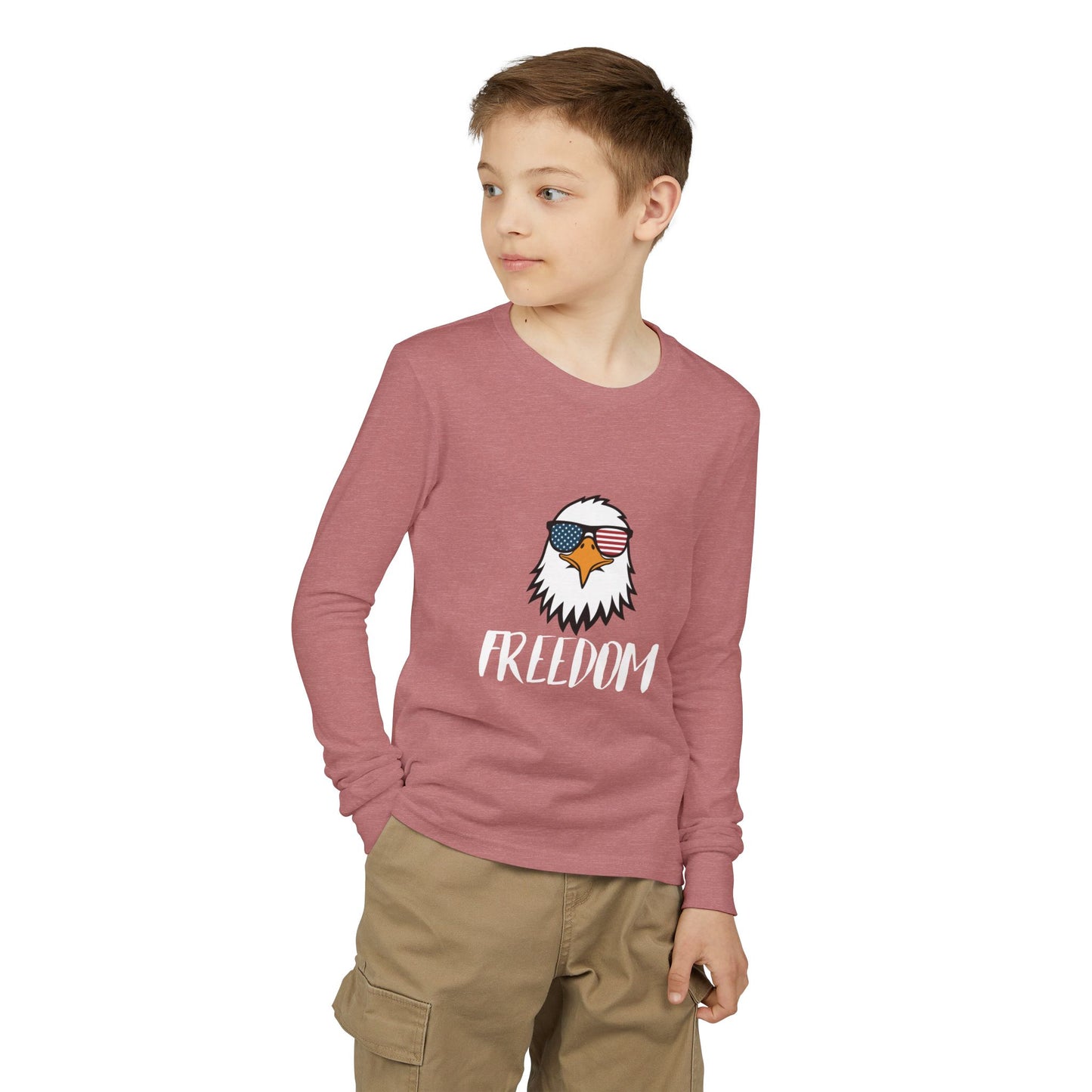 Premium Youth Long Sleeve Tee - Freedom Eagle Aviator | Patriotic Graphic