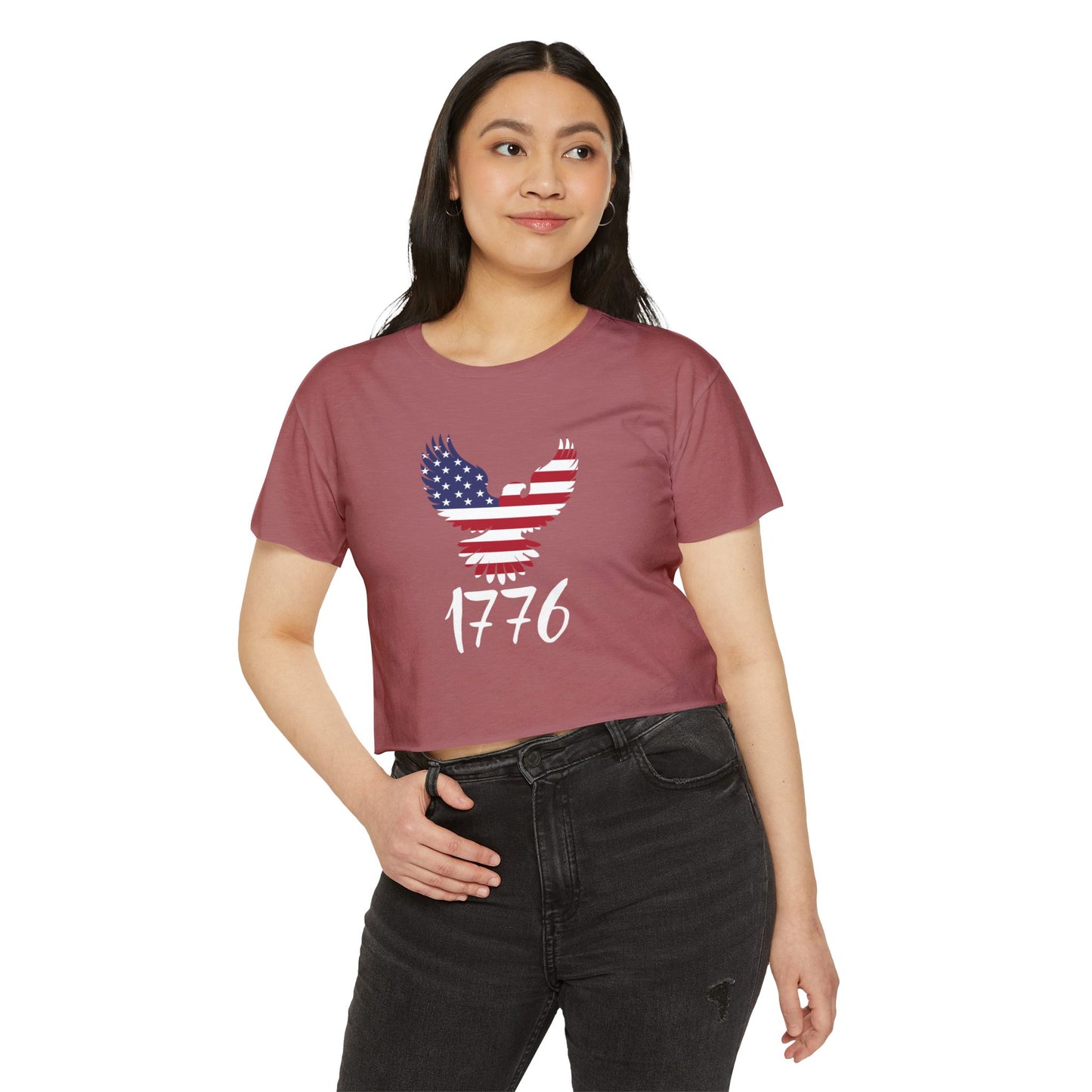 1776 Heritage Women's Festival Crop Top | USA Bald Eagle Graphic