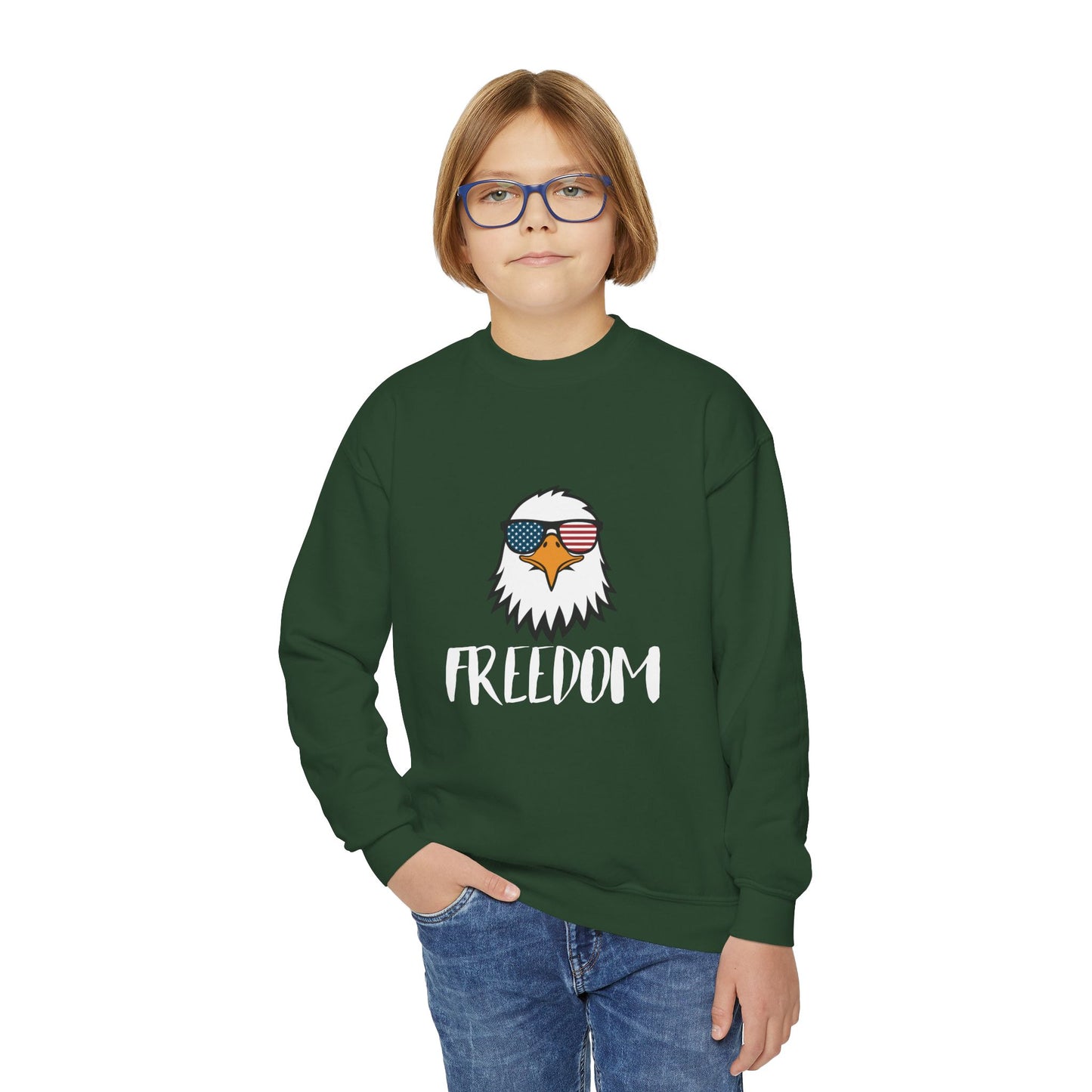 Freedom Eagle Aviator Youth Sweatshirt | USA Bald Eagle Graphic