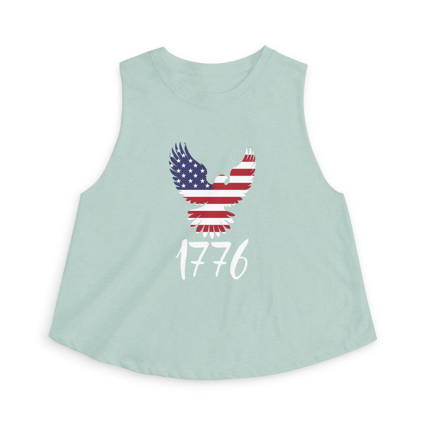 1776 Heritage Women's Racerback Cropped Tank | USA Bald Eagle Graphic