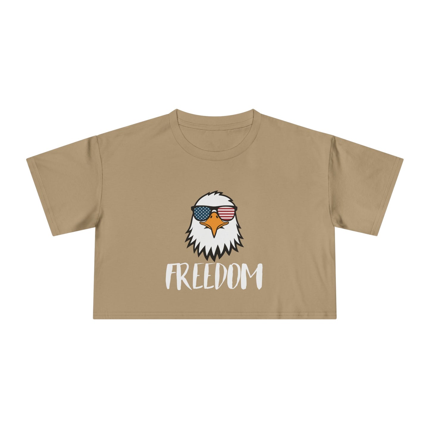 Freedom Eagle Aviator Women's Premium Crop Top | USA Bald Eagle Graphic
