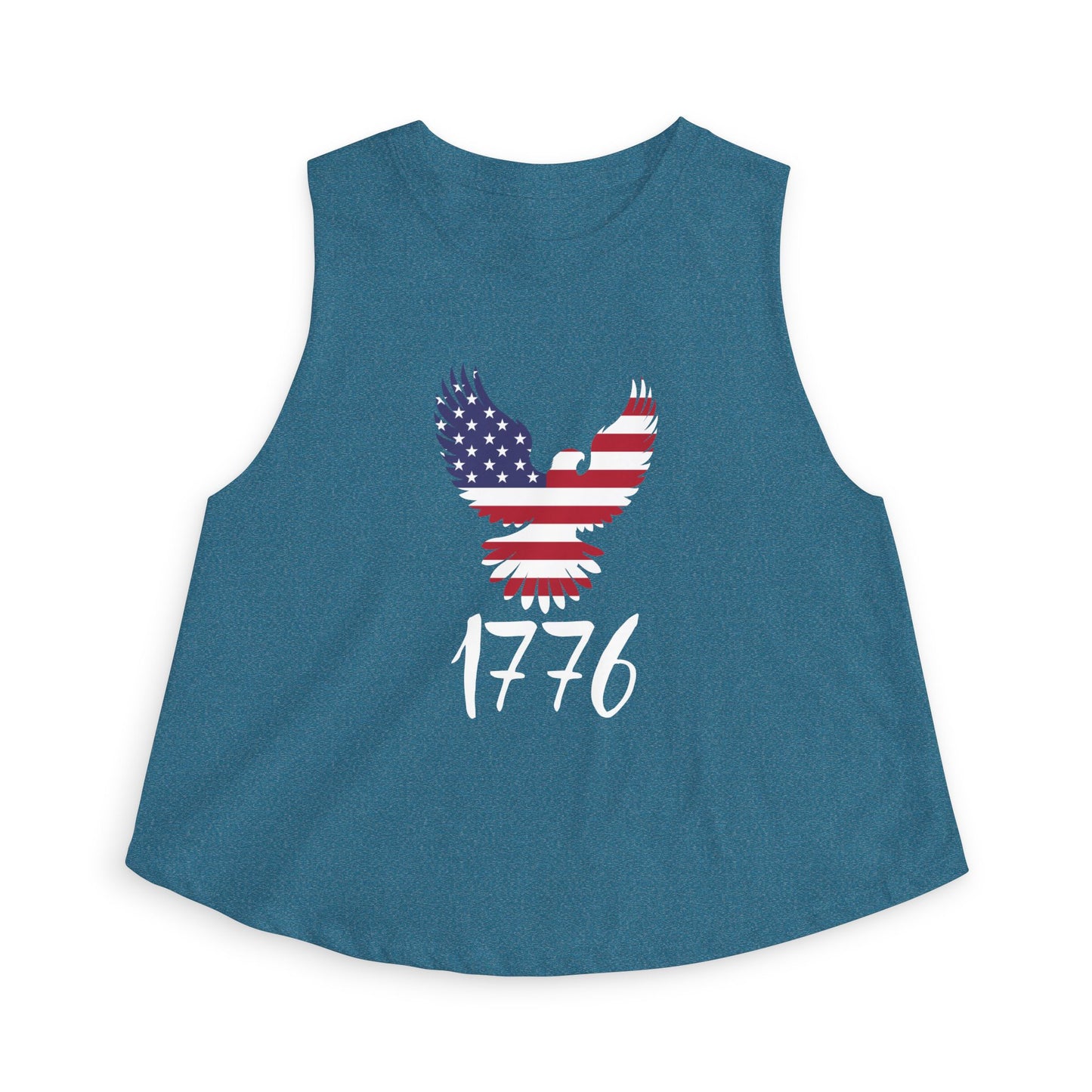 1776 Heritage Women's Racerback Cropped Tank | USA Bald Eagle Graphic