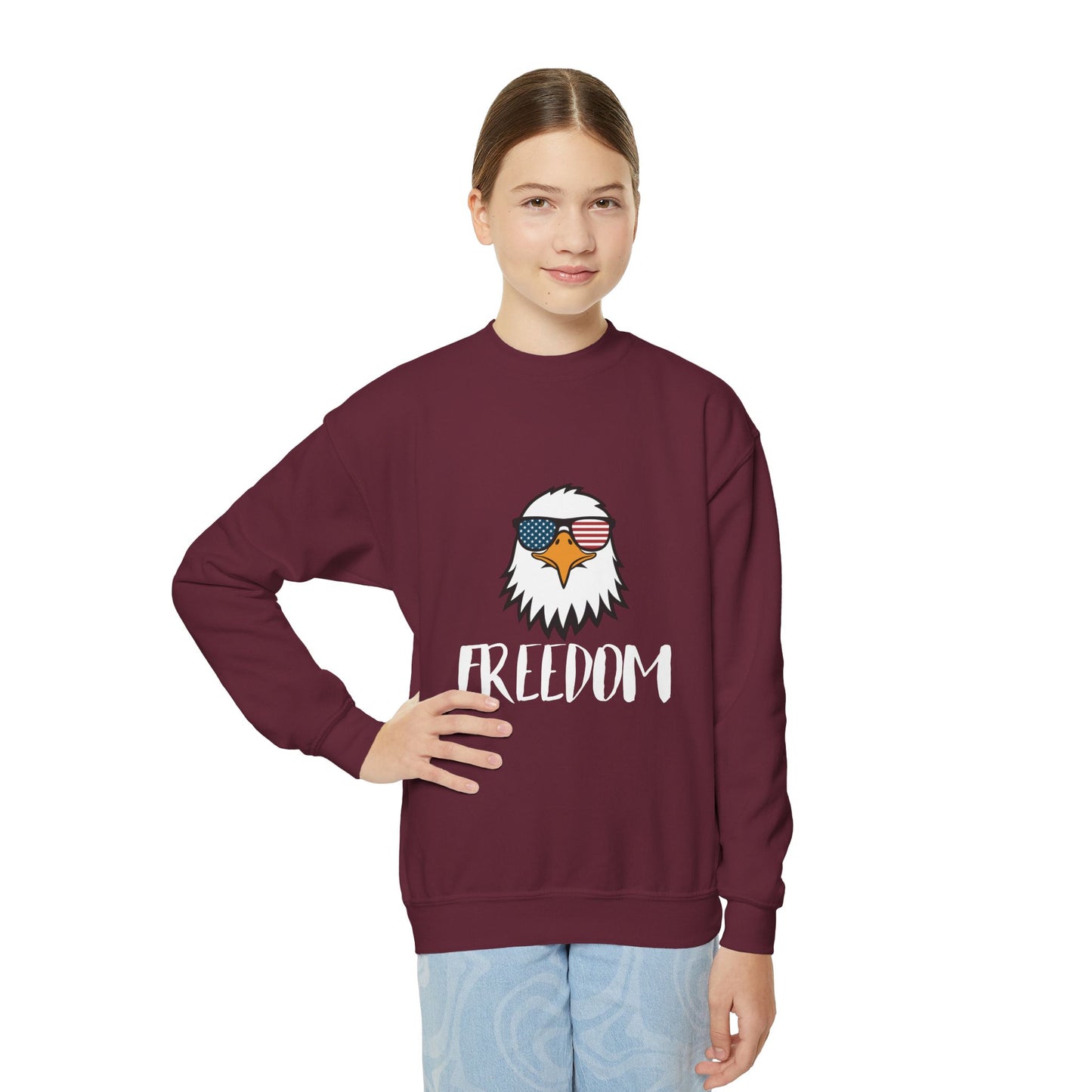 Freedom Eagle Aviator Youth Sweatshirt | USA Bald Eagle Graphic