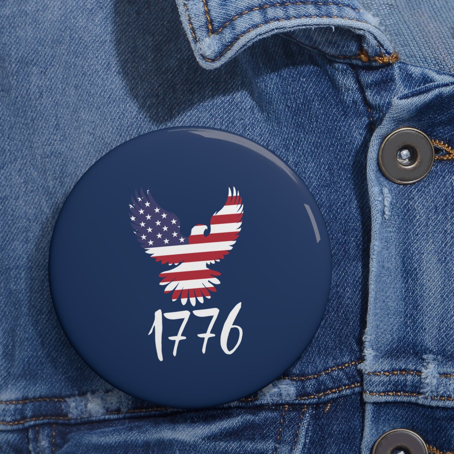 1776 Heritage Pin Button | USA Bald Eagle Graphic
