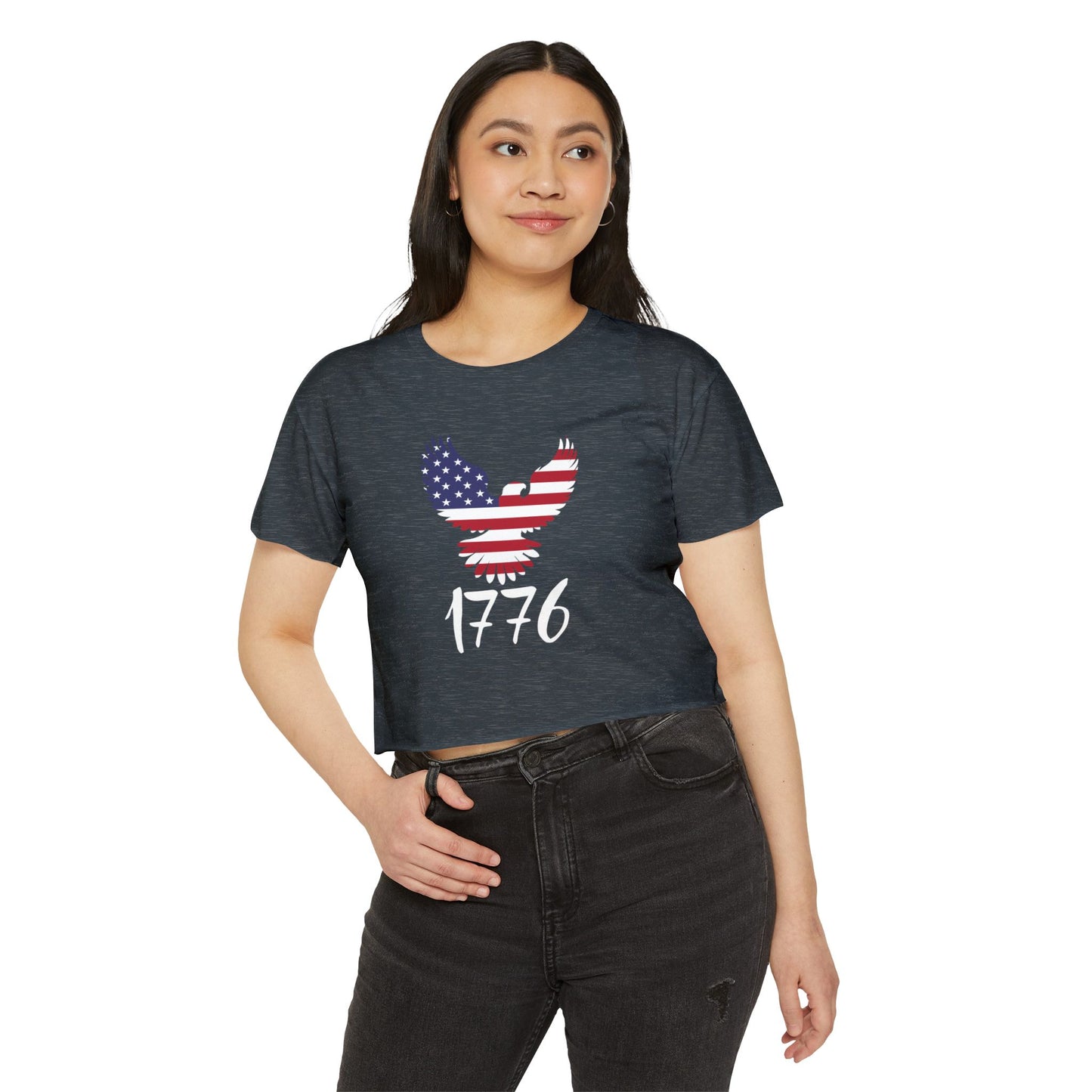 1776 Heritage Women's Festival Crop Top | USA Bald Eagle Graphic