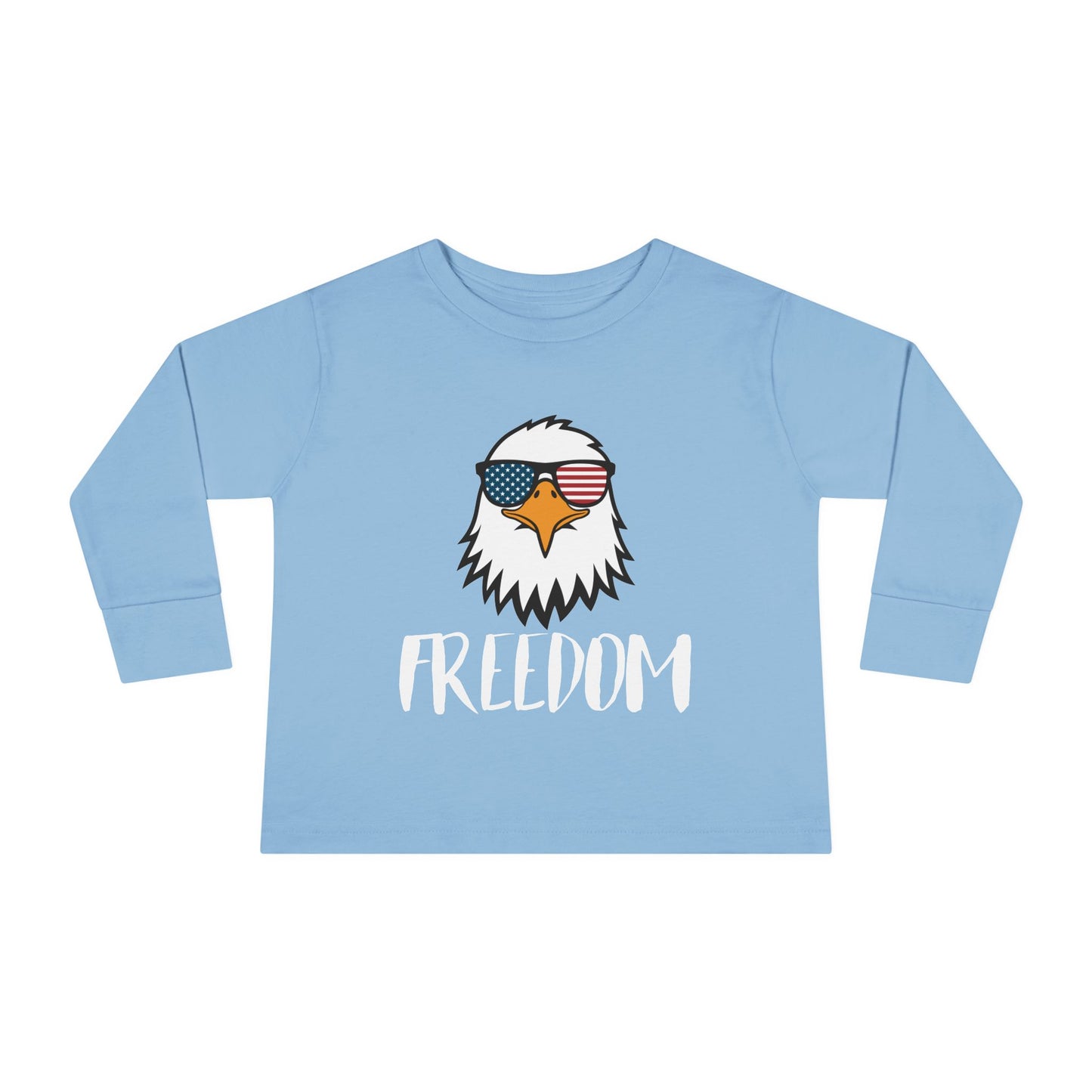 Toddler Long Sleeve Tee — 'Freedom' Eagle with Sunglasses | Patriotic 4th of July Kids Shirt