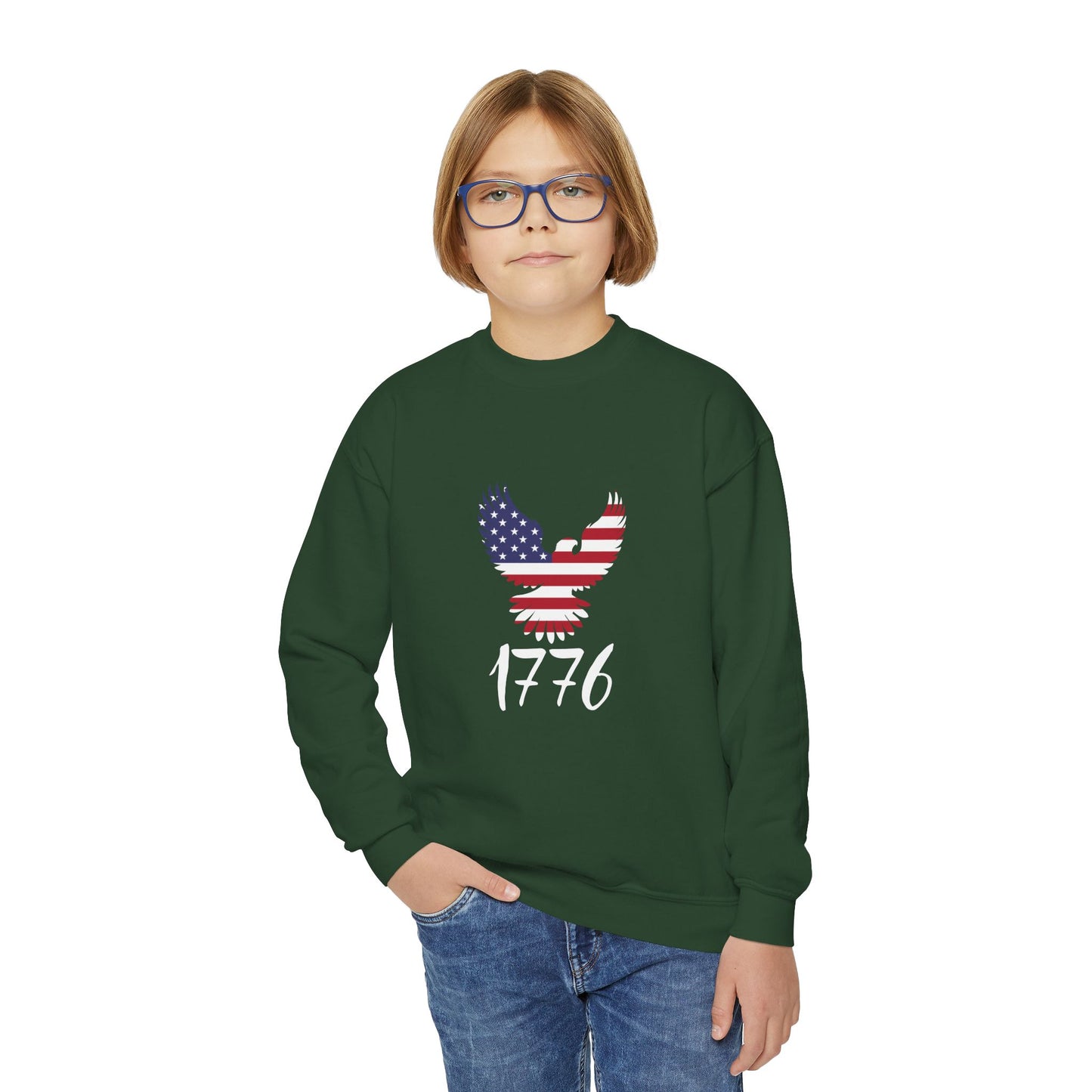 1776 Heritage Youth Sweatshirt | USA Bald Eagle Graphic