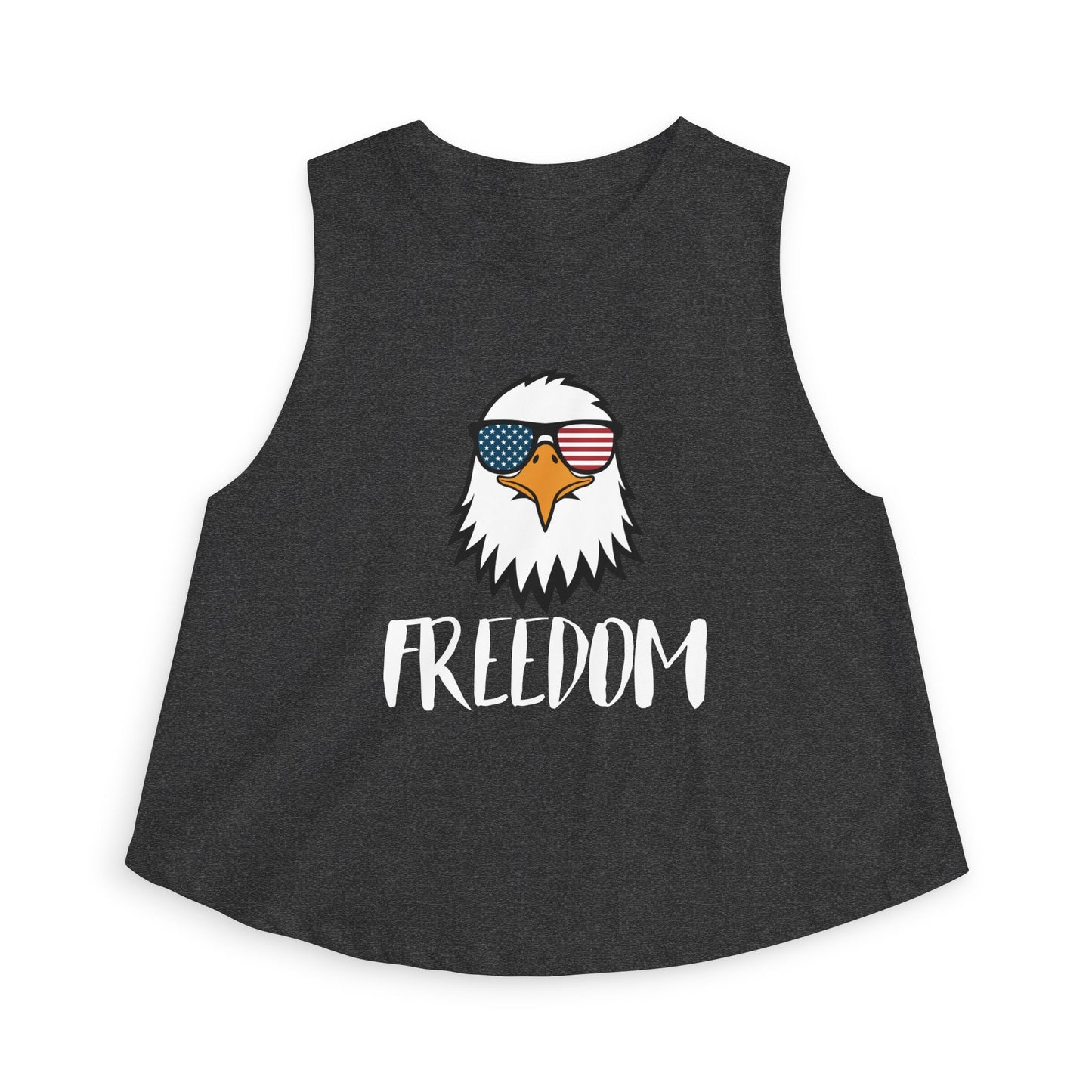 Freedom Eagle Aviator Women's Racerback Cropped Tank | USA Bald Eagle Graphic