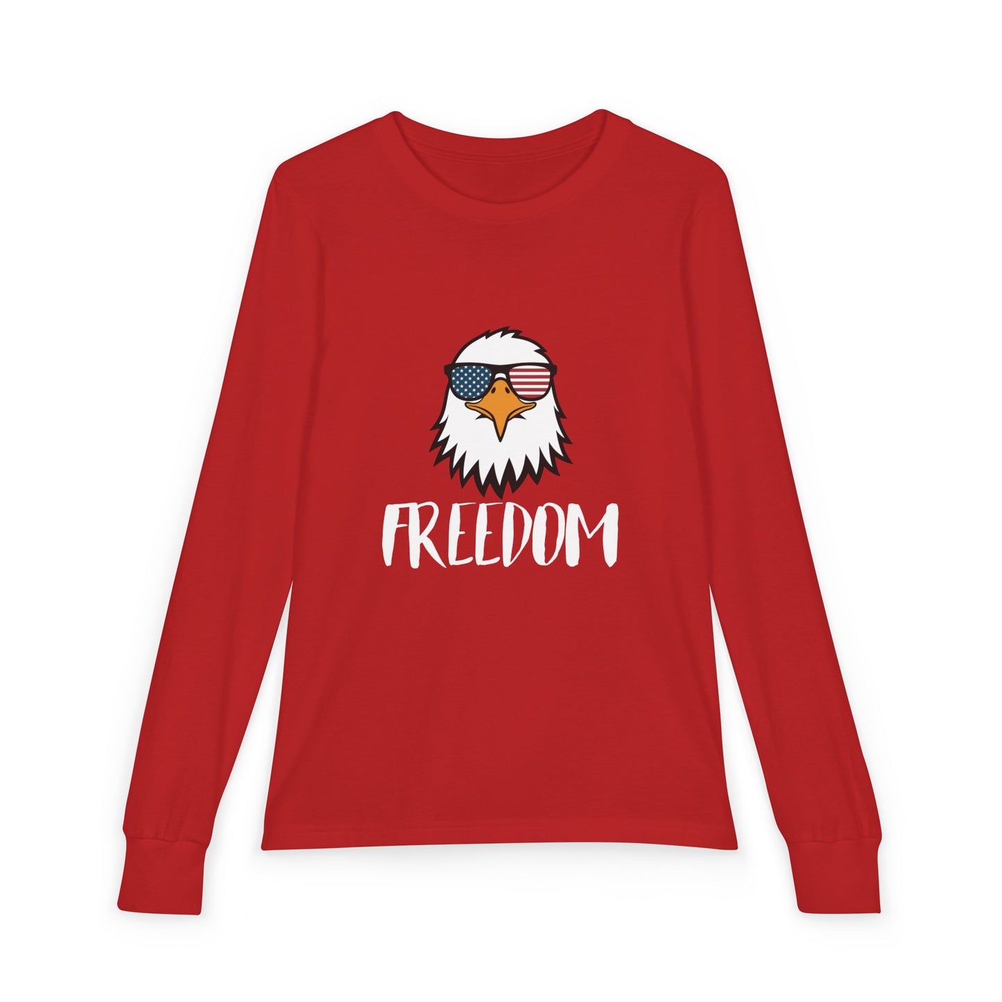 Premium Youth Long Sleeve Tee - Freedom Eagle Aviator | Patriotic Graphic