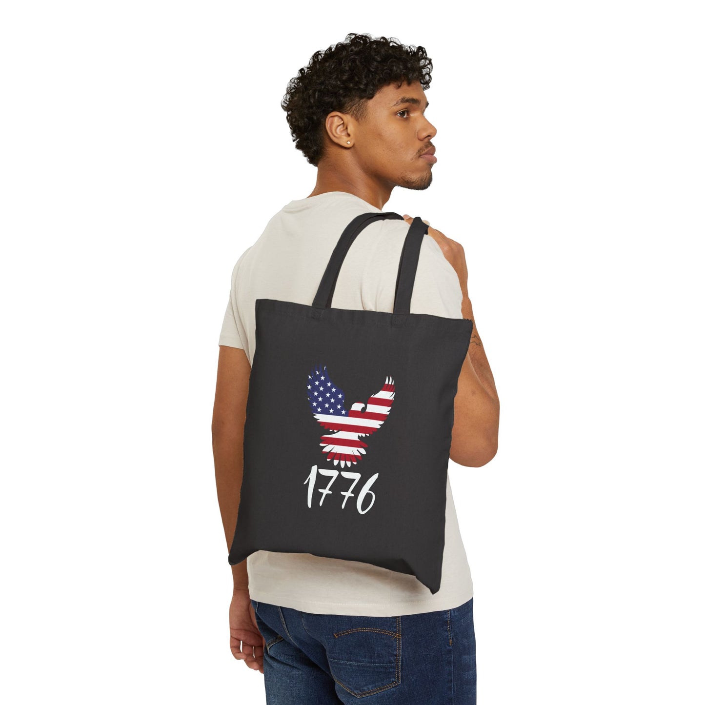 1776 Heritage Canvas Tote Bag | USA Bald Eagle Graphic