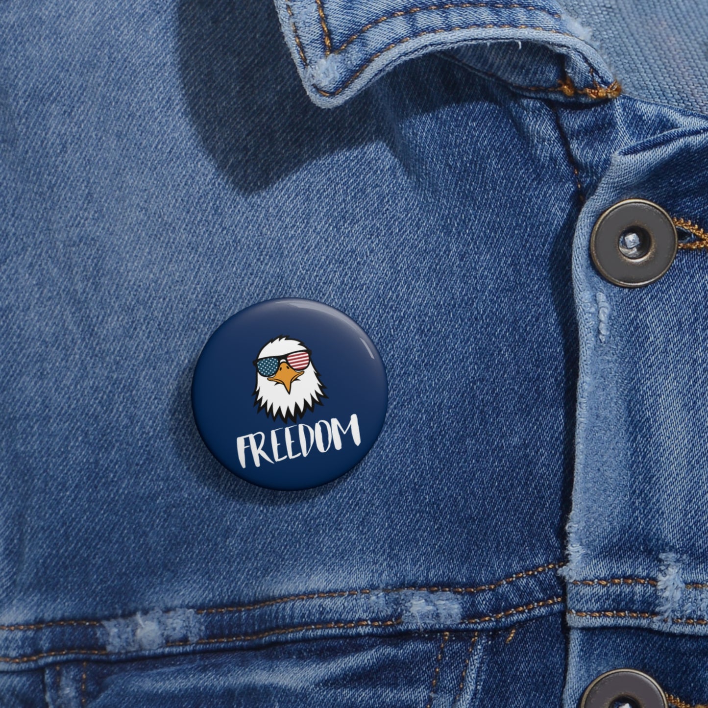 Freedom Eagle Aviator Pin Button | USA Bald Eagle Graphic