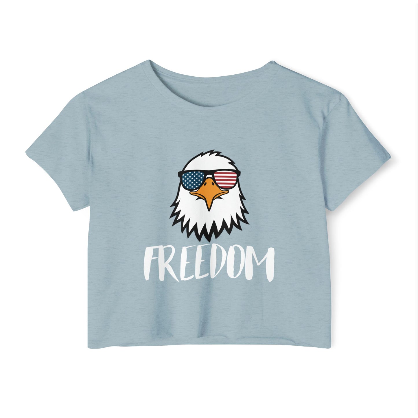 Freedom Eagle Aviator Women's Festival Crop Top | USA Bald Eagle Graphic