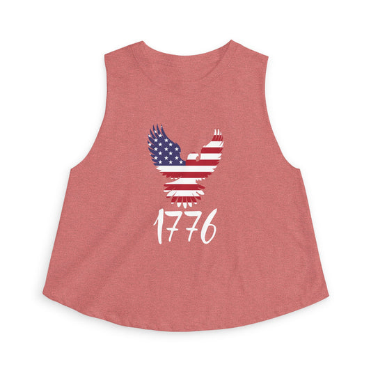 1776 Heritage Women's Racerback Cropped Tank | USA Bald Eagle Graphic