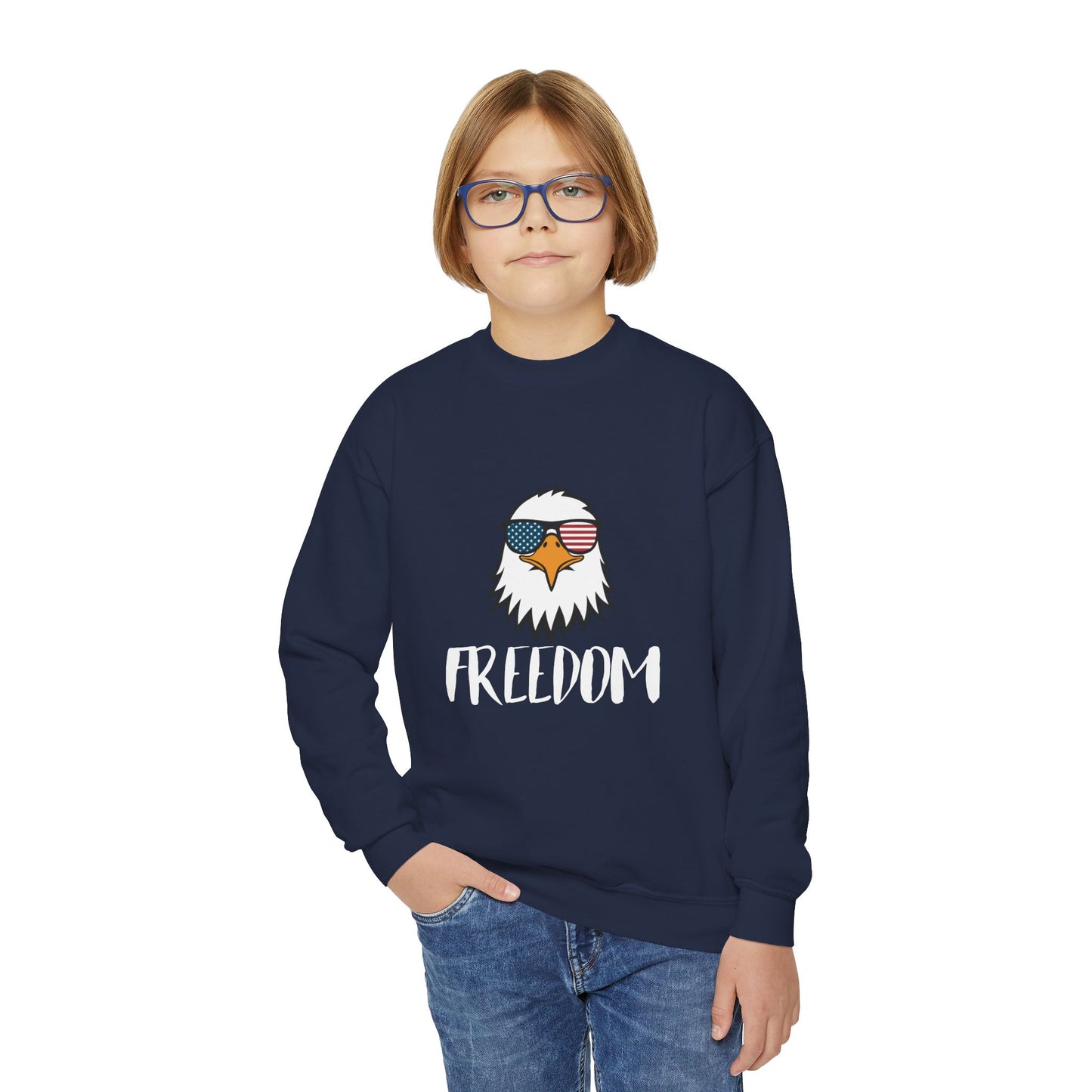 Freedom Eagle Aviator Youth Sweatshirt | USA Bald Eagle Graphic