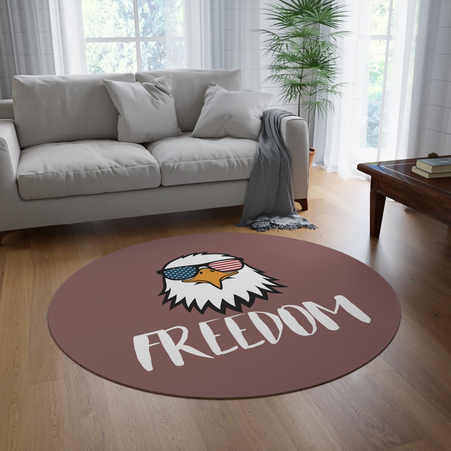 Premium Round Rug - Freedom Eagle Aviator | Patriotic Home Decor